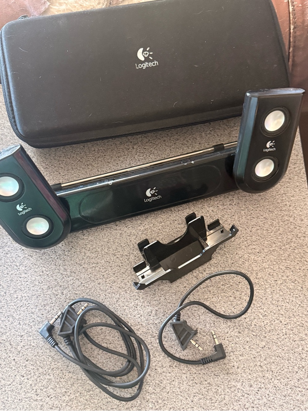 Logitech Black Portable Speakers with Carry Case and Cables